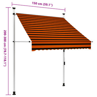 Luifel handmatig uittrekbaar 150 cm oranje en bruin 7