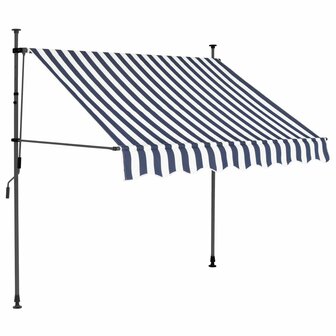 Luifel handmatig uitschuifbaar met LED 150 cm blauw en wit 2