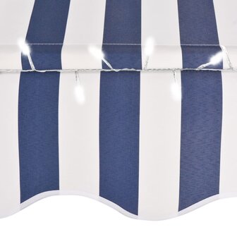 Luifel handmatig uitschuifbaar met LED 150 cm blauw en wit 5