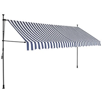 Luifel handmatig uitschuifbaar met LED 350 cm blauw en wit 2