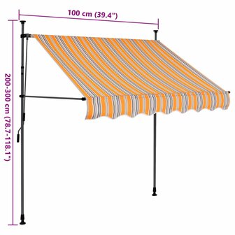 Luifel handmatig uitschuifbaar met LED 100 cm geel en blauw 8