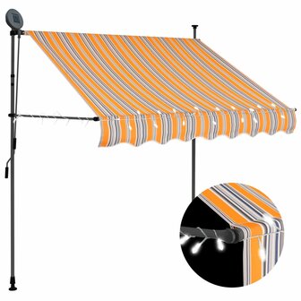 Luifel handmatig uitschuifbaar met LED 150 cm geel en blauw 1