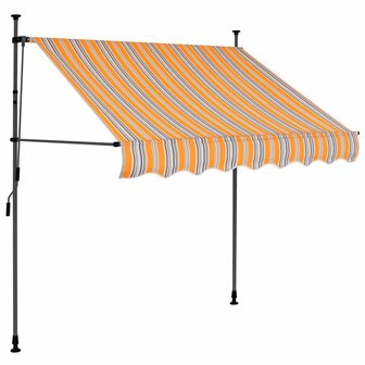 Luifel handmatig uitschuifbaar met LED 150 cm geel en blauw 2