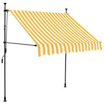 Luifel handmatig uitschuifbaar met LED 150 cm wit en oranje 2