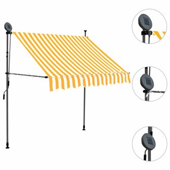 Luifel handmatig uitschuifbaar met LED 150 cm wit en oranje 3
