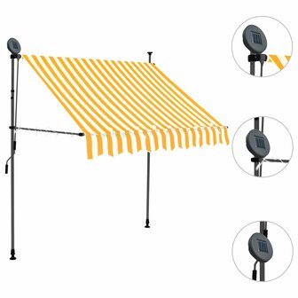 Luifel handmatig uitschuifbaar met LED 200 cm wit en oranje 3