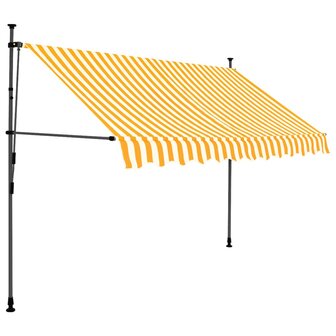 Luifel handmatig uitschuifbaar met LED 300 cm wit en oranje 2