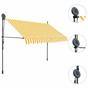 Luifel handmatig uitschuifbaar met LED 300 cm wit en oranje 3