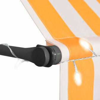 Luifel handmatig uitschuifbaar met LED 300 cm wit en oranje 4
