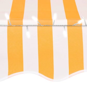 Luifel handmatig uitschuifbaar met LED 300 cm wit en oranje 5