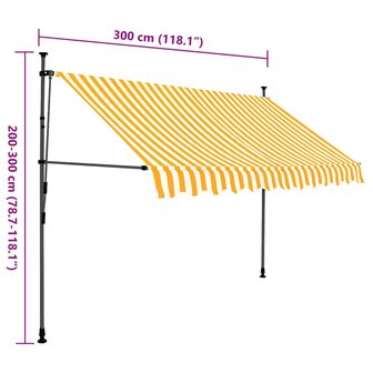 Luifel handmatig uitschuifbaar met LED 300 cm wit en oranje 8
