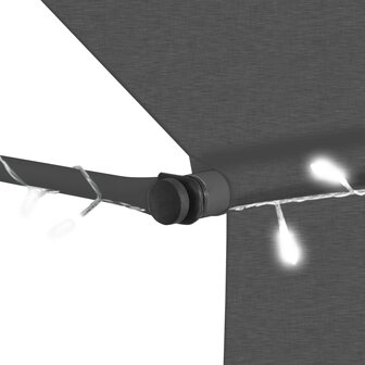Luifel handmatig uitschuifbaar met LED 150 cm antracietkleurig 5