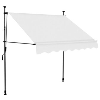 Luifel handmatig uitschuifbaar met LED 150 cm cr&egrave;mekleurig 2