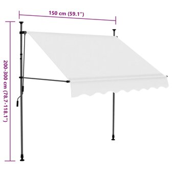 Luifel handmatig uitschuifbaar met LED 150 cm cr&egrave;mekleurig 8