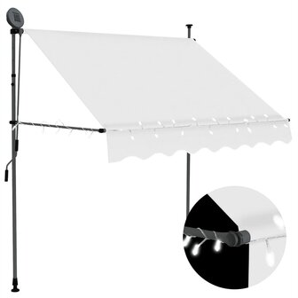 Luifel handmatig uitschuifbaar met LED 200 cm cr&egrave;mekleurig 1