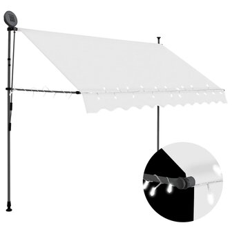 Luifel handmatig uitschuifbaar met LED 250 cm cr&egrave;mekleurig 1