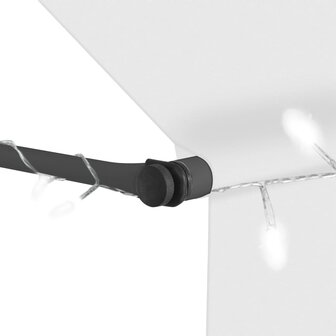 Luifel handmatig uitschuifbaar met LED 250 cm cr&egrave;mekleurig 5