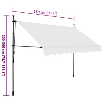 Luifel handmatig uitschuifbaar met LED 250 cm cr&egrave;mekleurig 8