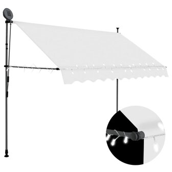 Luifel handmatig uitschuifbaar met LED 300 cm cr&egrave;mekleurig 1