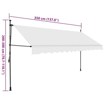 Luifel handmatig uitschuifbaar met LED 350 cm cr&egrave;mekleurig 8