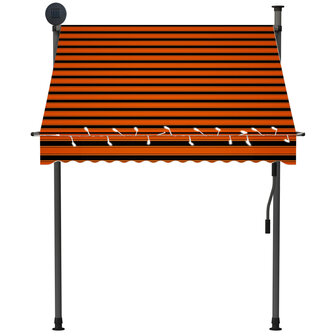 Luifel handmatig uitschuifbaar met LED 150 cm oranje en bruin 4