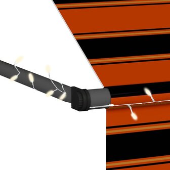 Luifel handmatig uitschuifbaar met LED 150 cm oranje en bruin 6