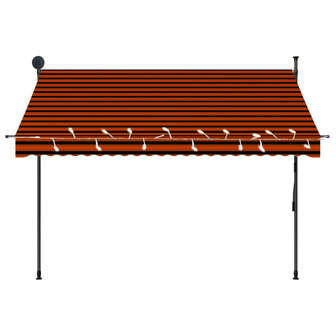 Luifel handmatig uitschuifbaar met LED 250 cm oranje en bruin 4