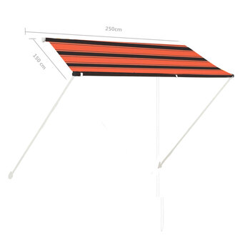 Luifel uittrekbaar 250x150 cm oranje en bruin 6