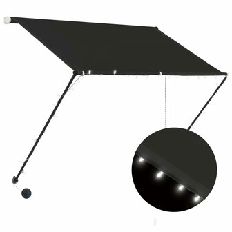Luifel uittrekbaar met LED 150x150 cm antraciet 2
