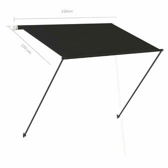 Luifel uittrekbaar met LED 150x150 cm antraciet 9