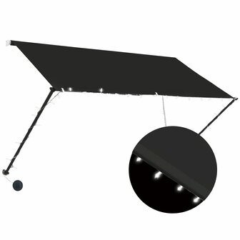 Luifel uittrekbaar met LED 250x150 cm antraciet 2