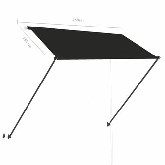 Luifel uittrekbaar met LED 250x150 cm antraciet 9