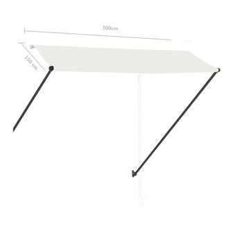 Luifel uittrekbaar met LED 300x150 cm cr&egrave;me 9