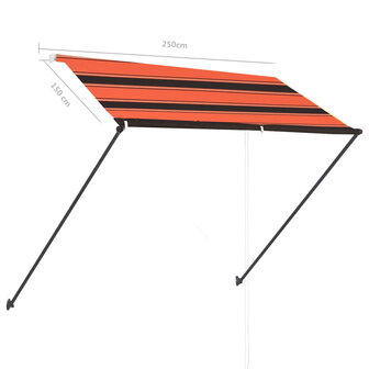 Luifel uittrekbaar met LED 250x150 cm oranje en bruin 9