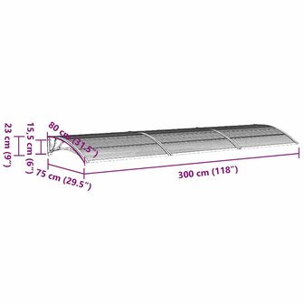 Deurluifel 300x75 cm polycarbonaat zwart 7
