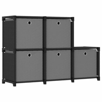 Kast met 5 vakken met boxen 103x30x72,5 cm stof zwart 1