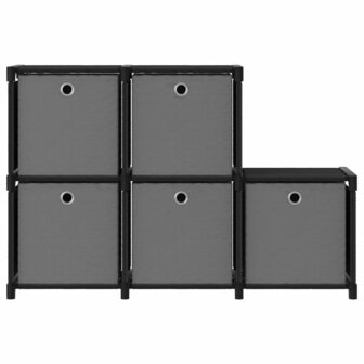 Kast met 5 vakken met boxen 103x30x72,5 cm stof zwart 2