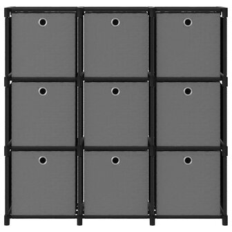Kast met 9 vakken met boxen 103x30x107,5 cm stof zwart 2
