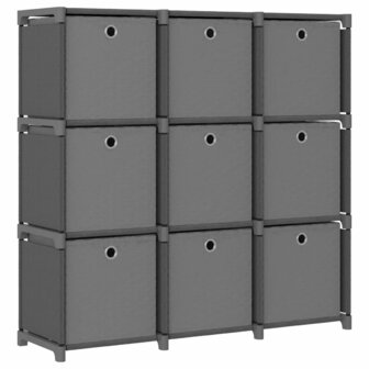 Kast met 9 vakken met boxen 103x30x107,5 cm stof grijs 1