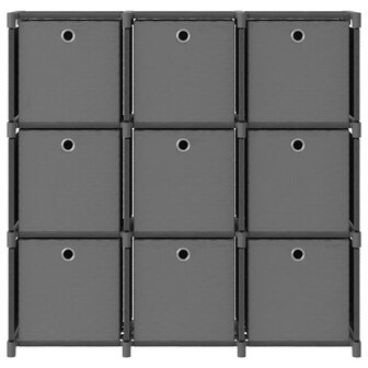 Kast met 9 vakken met boxen 103x30x107,5 cm stof grijs 2