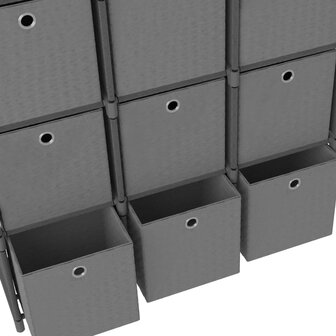 Kast met 9 vakken met boxen 103x30x107,5 cm stof grijs 6