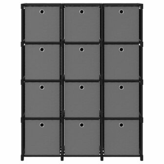 Kast met 12 vakken met boxen 103x30x141 cm stof zwart 2