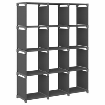 Kast met 12 vakken 103x30x141 cm stof grijs 1