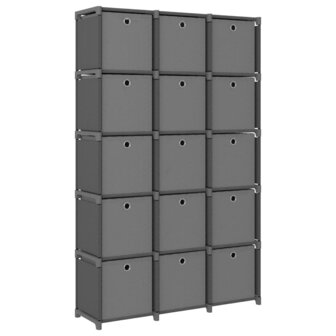 Kast met 15 vakken met boxen 103x30x175,5 cm stof grijs 1