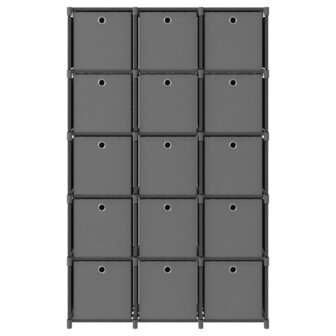Kast met 15 vakken met boxen 103x30x175,5 cm stof grijs 2