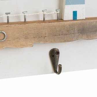 Wandkapstok Wit Natuurlijk Metaal Ijzer Hout MDF 40 x 4 x 18 cm 2