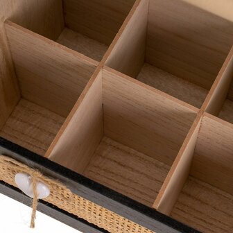 Mand HEARTS Wit Zwart Natuurlijk Hout Riet Hout MDF 25 x 17 x 28 cm 4