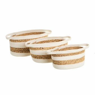 Mandenset Wit Natuurlijk Katoen Waterhyacint (3 Stuks) 1