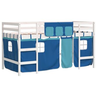 Kinderhoogslaper met gordijnen 80x200 cm grenenhout blauw 2
