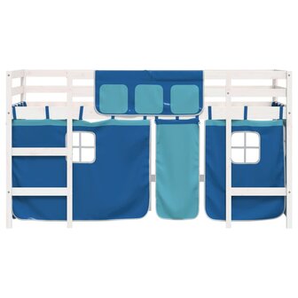 Kinderhoogslaper met gordijnen 90x190 cm grenenhout blauw 5